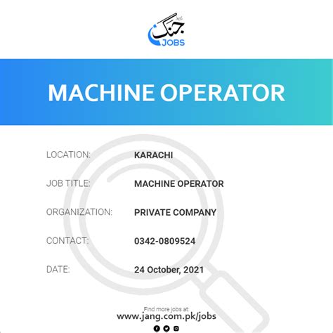 Urgent! Cnc machine operator jobs in Karachi 